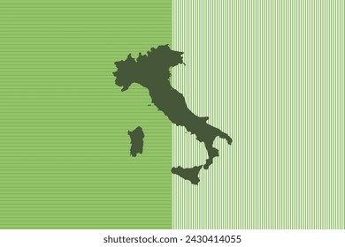 Concepto de diseño de mapa con rayas verdes aisladas del país Italia - ilustración vectorial