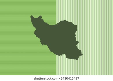 Nature colored Map design concept with green stripes isolated of country Iran - vector illustration