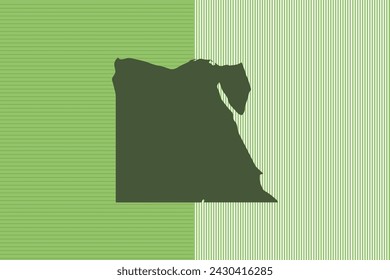Concepto de diseño de mapa con rayas verdes aisladas del país Egipto - ilustración vectorial