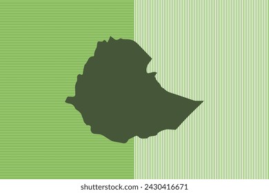 Nature colored Map design concept with green stripes isolated of country Ethiopia - vector illustration