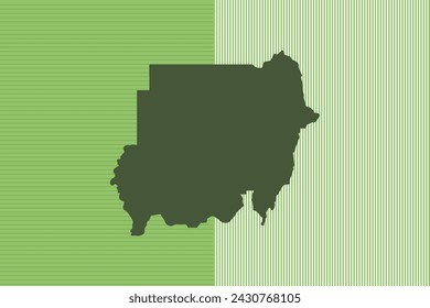 Concepto de diseño de mapa con rayas verdes aisladas del país Sudán - ilustración vectorial