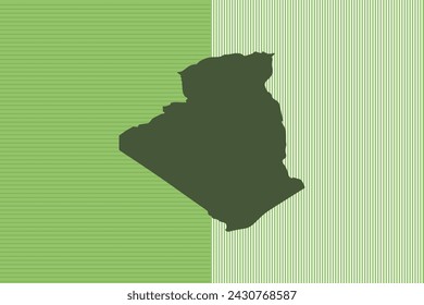 Concepto de diseño de mapa con rayas verdes aisladas del país Argelia - ilustración vectorial
