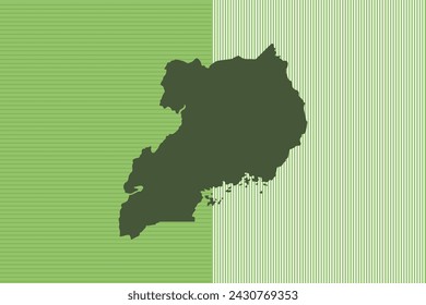 Nature colored Map design concept with green stripes isolated of country Uganda - vector illustration