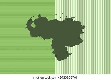 Nature colored Map design concept with green stripes isolated of country Venezuela - vector illustration