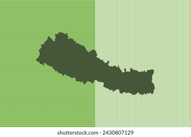 Concepto de diseño de mapa con rayas verdes aisladas del país Nepal - ilustración vectorial