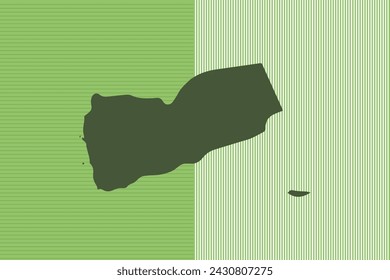 Nature colored Map design concept with green stripes isolated of country Yemen - vector illustration