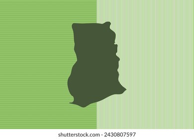 Concepto de diseño de mapa con rayas verdes aisladas del país Ghana - ilustración vectorial
