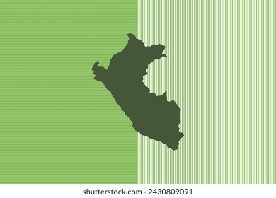 Naturfarbenes Kartendesign-Konzept mit grünen Streifen isoliert vom Land Peru - Vektor-Illustration