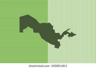 Nature colored Map design concept with green stripes isolated of country Uzbekistan - vector illustration