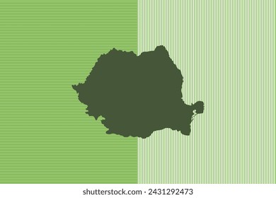 Nature colored Map design concept with green stripes isolated of country Romania - vector illustration