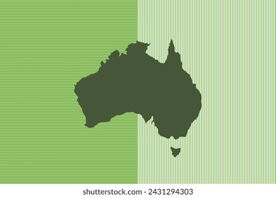 Nature colored Map design concept with green stripes isolated of country Australia - vector illustration
