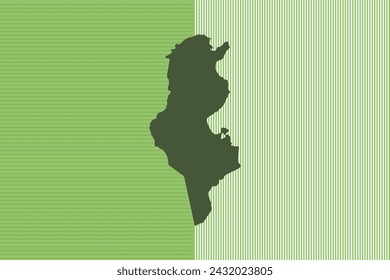Nature colored Map design concept with green stripes isolated of country Tunisia - vector illustration