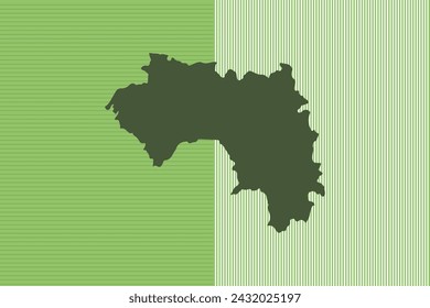 Nature colored Map design concept with green stripes isolated of country Guinea - vector illustration
