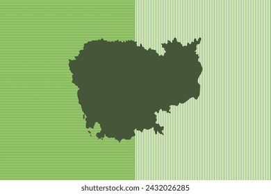 Nature colored Map design concept with green stripes isolated of country Cambodia - vector illustration