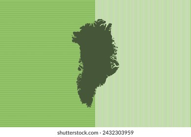 Concepto de diseño de mapa con rayas verdes aisladas del país Groenlandia - ilustración vectorial