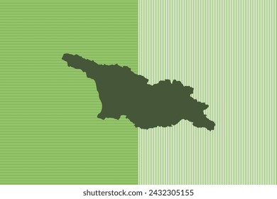 Concepto de diseño de mapa con rayas verdes aisladas del país Georgia - ilustración vectorial