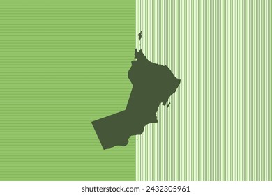 Nature colored Map design concept with green stripes isolated of country Oman - vector illustration