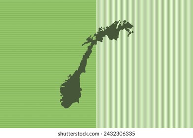 Nature colored Map design concept with green stripes isolated of country Norway - vector illustration