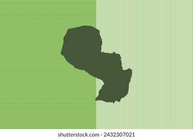 Nature colored Map design concept with green stripes isolated of country Paraguay - vector illustration