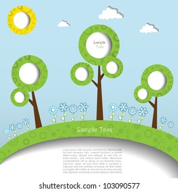 Nature colorful creative abstract modern 3d vector art background with spring flower and tree pattern