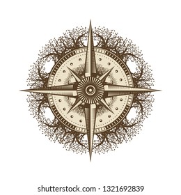 Nature Compass in Unique Tree Mandala Wind Rose