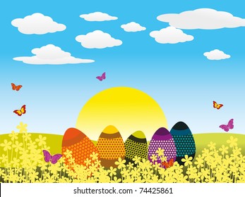 nature concept background with colorful egg