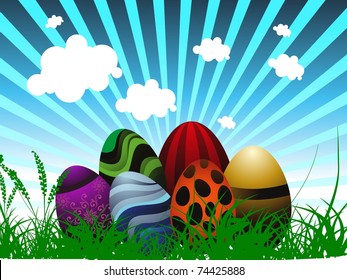 nature concept background with colorful egg