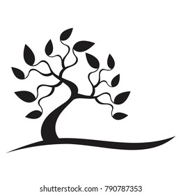 Nature concept. Ecology logo template. Silhouette of the abstract tree. 