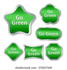 Nature concept with glossy buttons and the text Go Green.