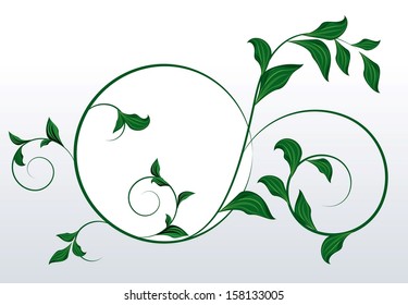 Nature concept with green leafs and space for your text on abstract grey background