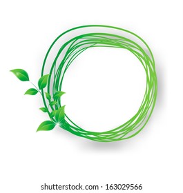Nature concept with green leafs and space for your text on abstract grey background