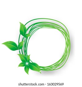 Nature concept with green leafs and space for your text on abstract grey background