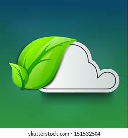Nature concept with green leave and cloud with space for your message.