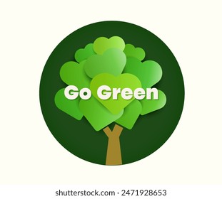 Nature concept with green leaves and the text Go Green.