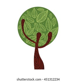 Nature concept represented by green tree icon. Isolated and flat illustration 