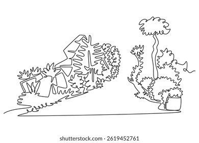 Nature concept. Single line draw design. Vector graphic illustration
