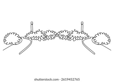 Nature concept. Single line draw design. Vector graphic illustration