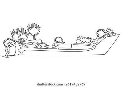 Conceito de natureza. Design de desenho de linha única. Ilustração gráfica vetorial