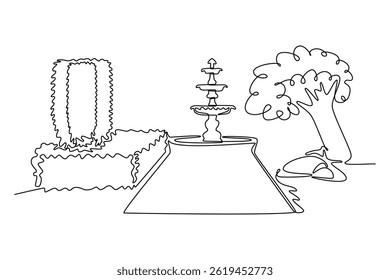 Nature concept. Single line draw design. Vector graphic illustration
