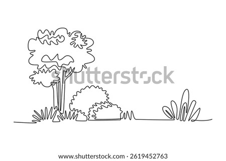 Nature concept. Single line draw design. Vector graphic illustration