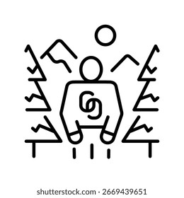 nature connection black line icon. Vector isolated element. Editable stroke.