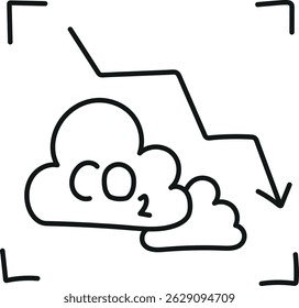 nature conservation concept. Carbon dioxide reduction concept with a downward trend graphic.hand drawn doodle line style