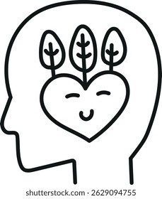 nature conservation concept. Mind concept with trees and heart illustration.hand drawn doodle line style