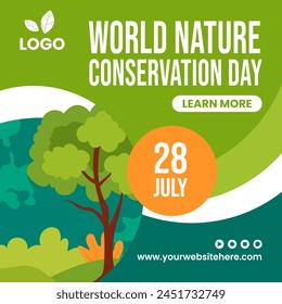 Nature Conservation Day Social Media Illustration Flat Cartoon Hand Drawn Templates Background