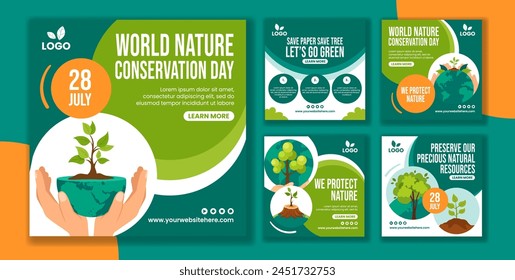 Naturaleza Día de la Conservación Publicación de Redes Sociales Dibujado a mano Plantillas Ilustración de fondo