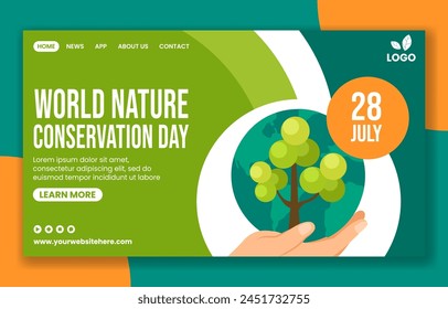 Nature Conservation Day Social Media Landing Page Cartoon Templates Background Illustration