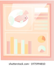 Nature conservation, environmental protection. Statistical poster about representative of biodiversity of planet. Study of population of fishes in nature. Researching statistics about sea inhabitant