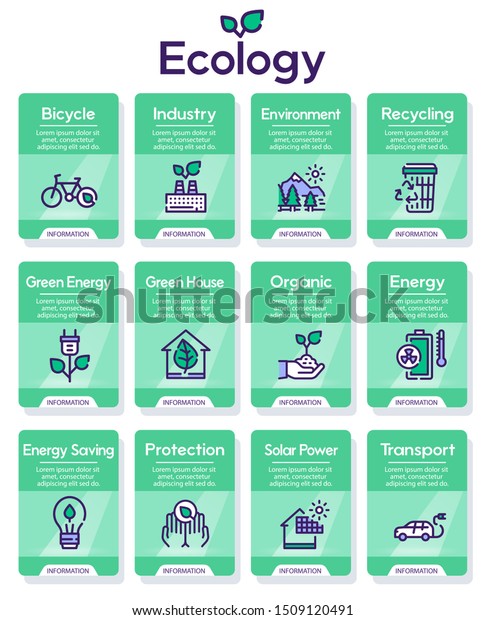 Nature conservation green color linear\
icons set. Environment protection thin line contour symbols.\
Alternative energy. Eco friendly transport and waste recycling\
isolated vector outline\
illustrations