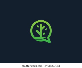Símbolo de signo de icono Concepto de logotipo de la consulta de la naturaleza Diseño de elementos. Planta de árbol con logotipo de consulta sobre burbujas de chat. Plantilla de ilustración de vector