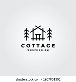 nature cottage logo line art minimalist vector symbol illustration design